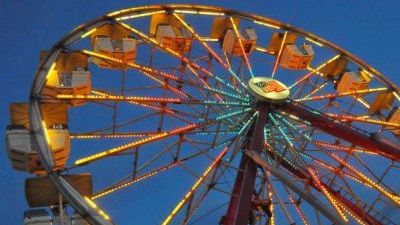 Ferris wheel at night at the Afton Fair